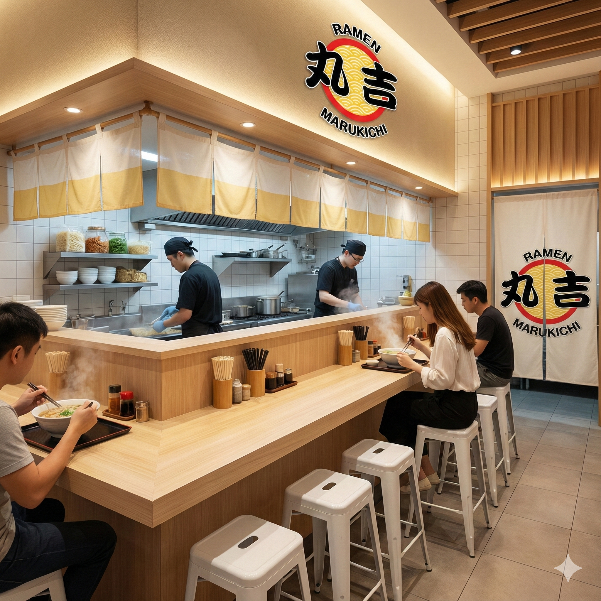 Ramen Marukichi open kitchen